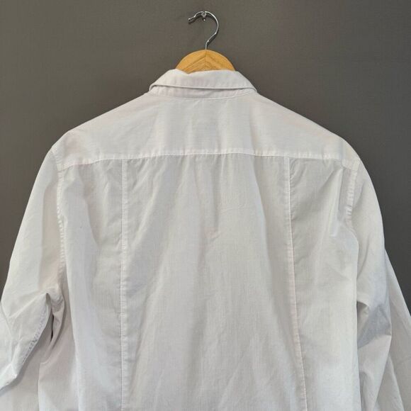 H&M White Men’s Button Down Shirt Size Large Easy Iron Cotton Polyester Blend - Picture 5 of 8